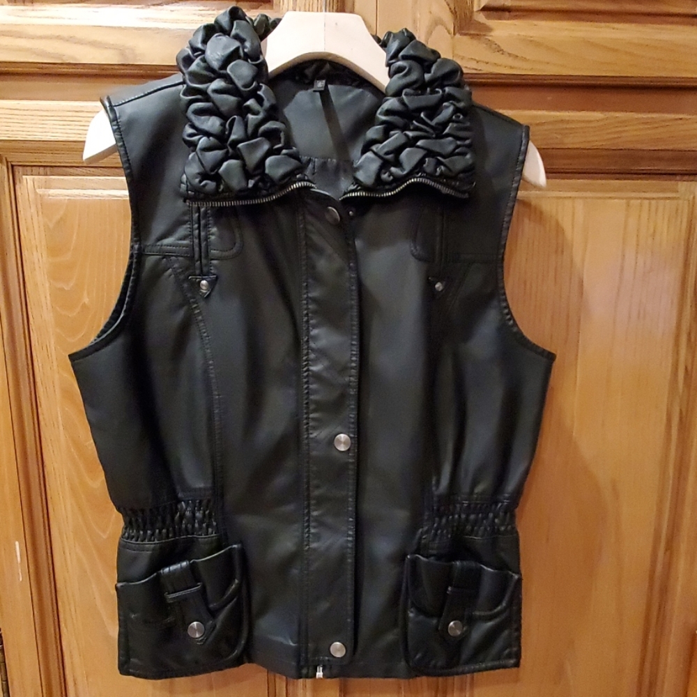 ZENIM Faux Leather Vest Size Med